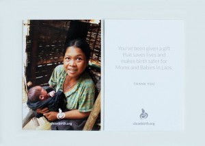 Mother's Day card (Lao mother with baby on her lap)